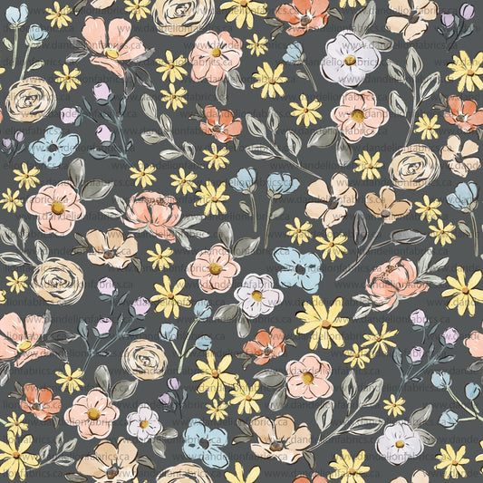 Danielle Floral in Navy | Eureka Jersey Knit Fabric