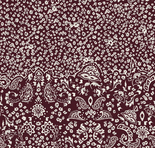 Paisley Toss in Burgundy | Unbrushed Rib Knit Fabric