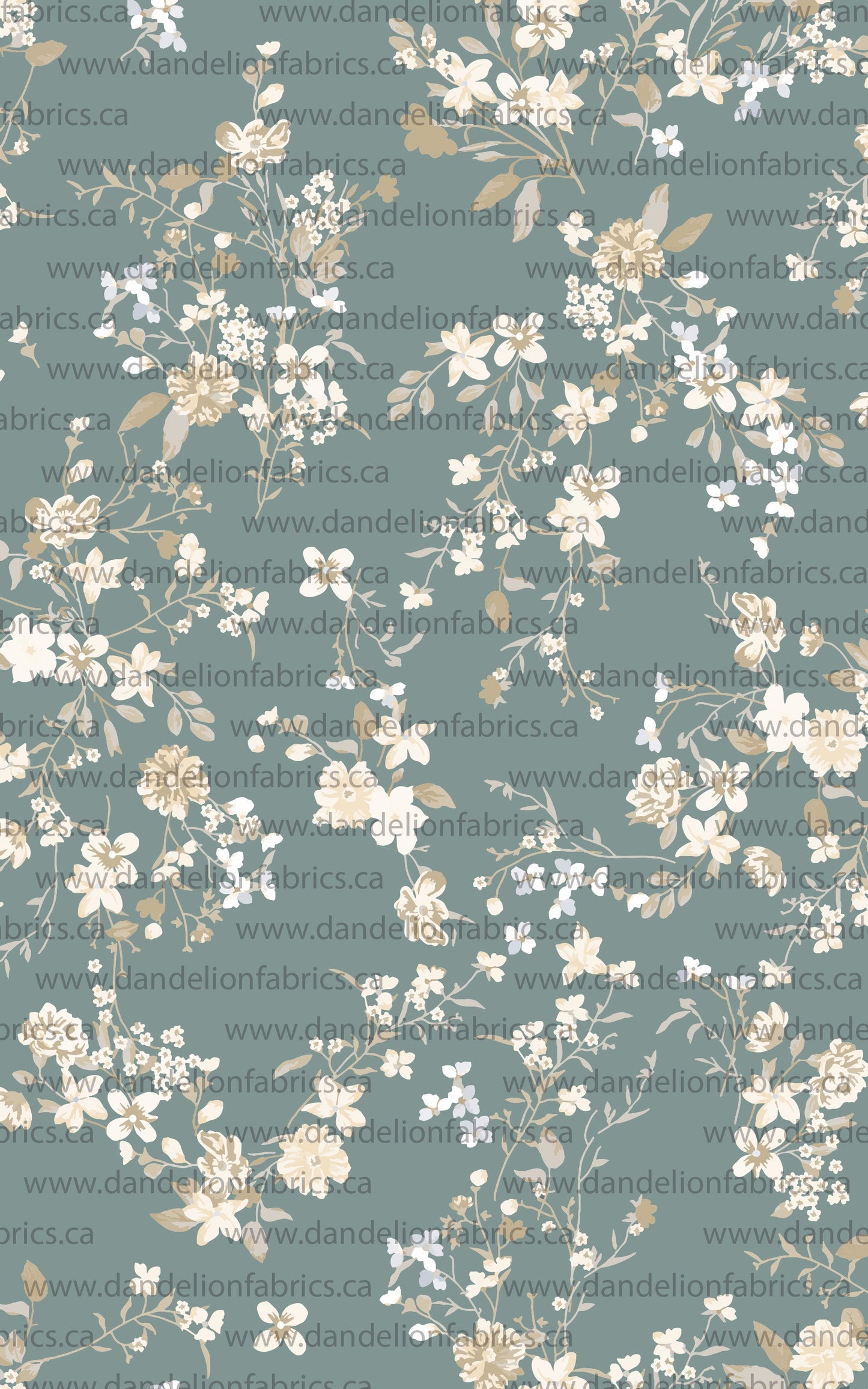 Sawyer Floral in Frosted Blue | Unbrushed Rib Knit Fabric | SOLD BY THE FULL BOLT