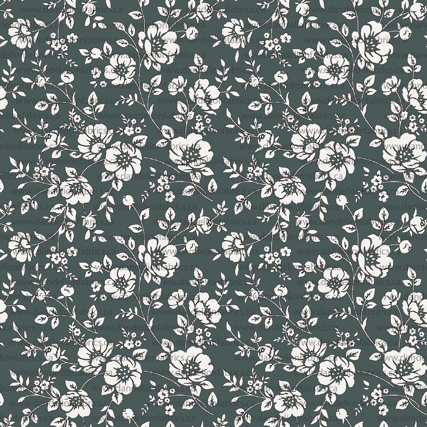 Kezie Floral in Evergreen | Imitation Cotton Jersey Knit Fabric