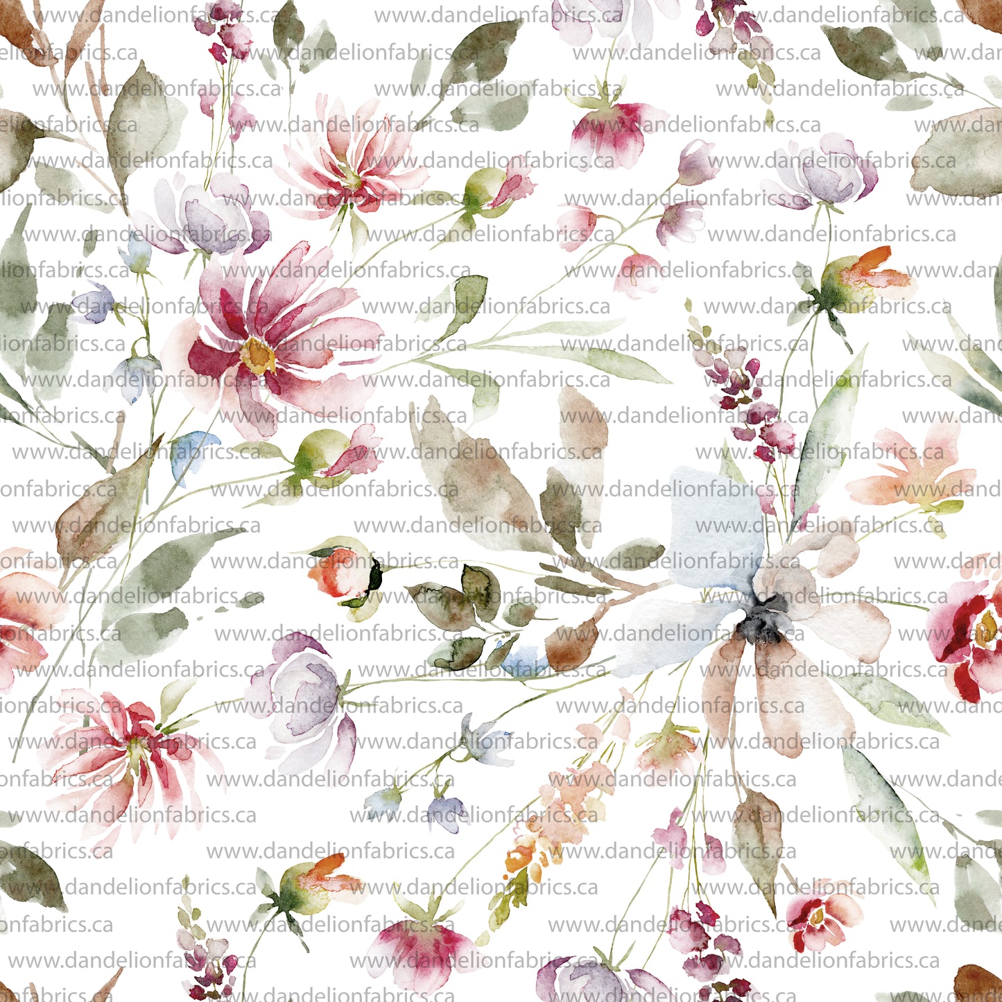 Lyric Floral on White | Unbrushed Rib Knit Fabric
