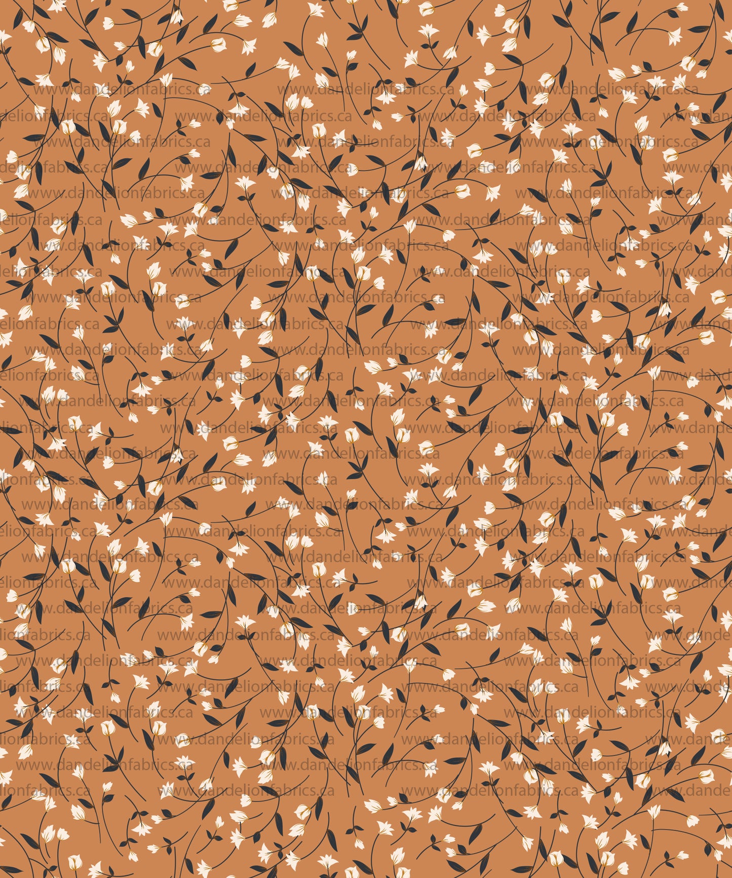 Naomi Floral in Orange Rust | Unbrushed Rib Knit Fabric