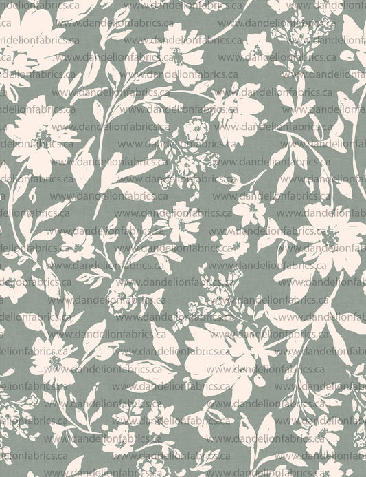 Taylor Floral in Earth Green | Pebble Stone Knit Fabric