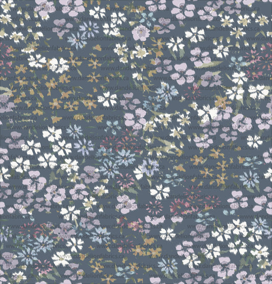 Rachelle Floral in Twilight Blue | Eureka Jersey Knit Fabric