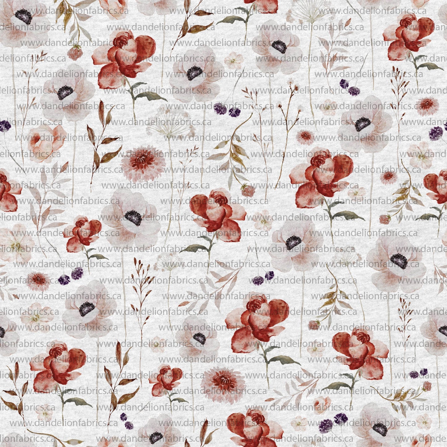 Brooklyn Floral in Heathered White | Brushed Rib Knit Fabric | SOLD BY THE FULL BOLT