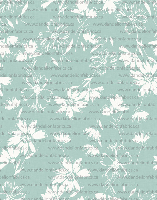 Arielle Floral in Mint | Unbrushed Rib Knit Fabric