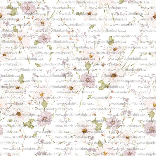 Erica Floral in White | Swiss Dot Knit Fabric