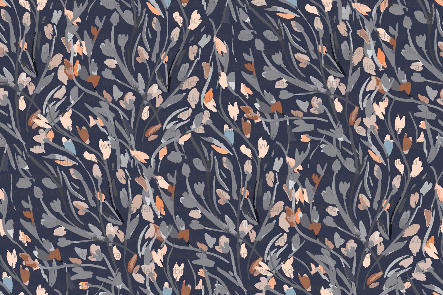 Abbi Abstract Leaf Print in Navy | DTY Knit Fabric | SOLD BY THE FULL BOLT