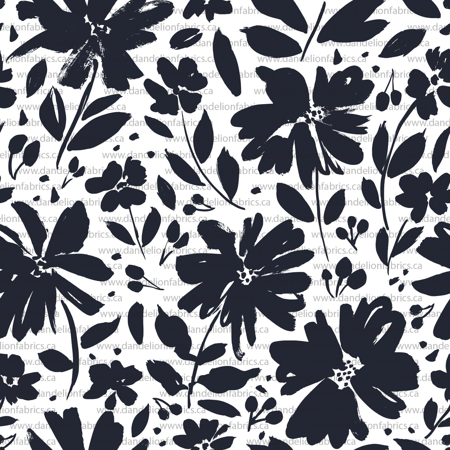 Pencil Sketch Floral in Navy | Eureka Jersey Knit Fabric