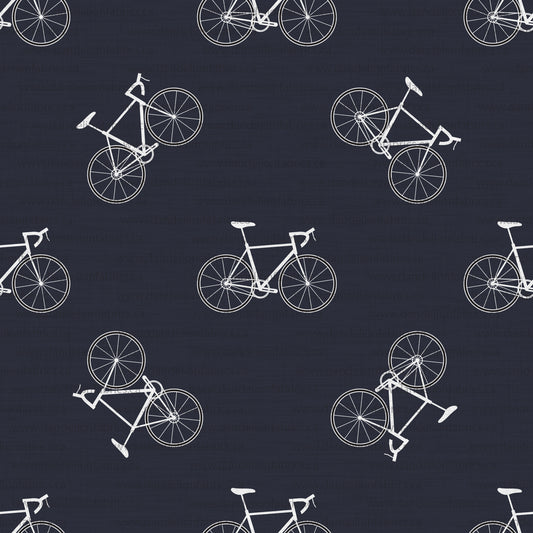 Bikes in Navy | Imitation Cotton Jersey Knit Fabric