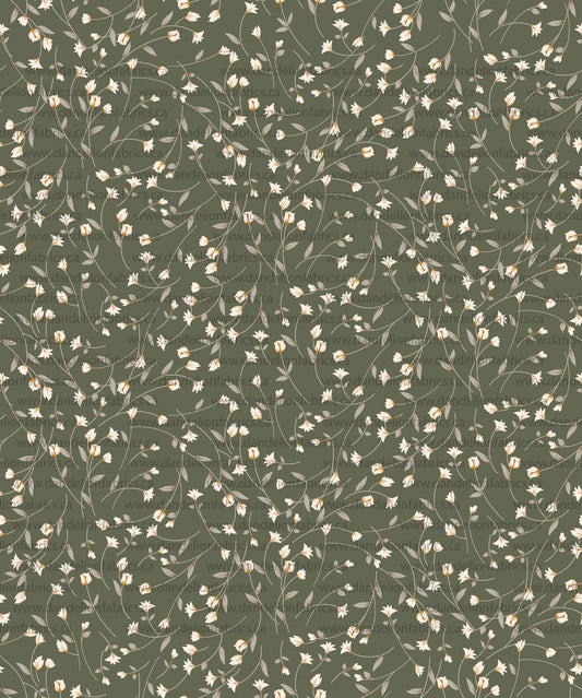 Naomi Floral in Olive | Unbrushed Rib Knit Fabric