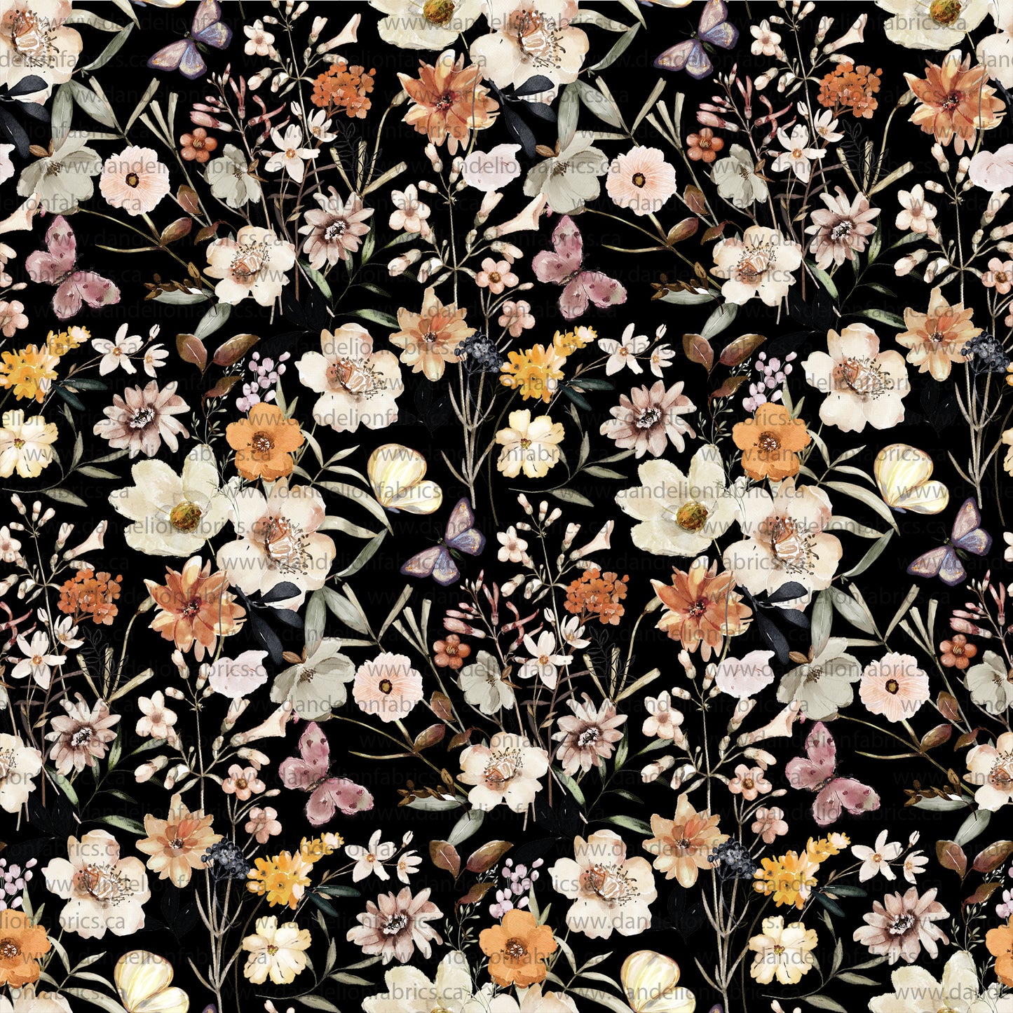 Claire Floral in Black | Brushed Rib Knit Fabric | SOLD BY THE FULL BOLT