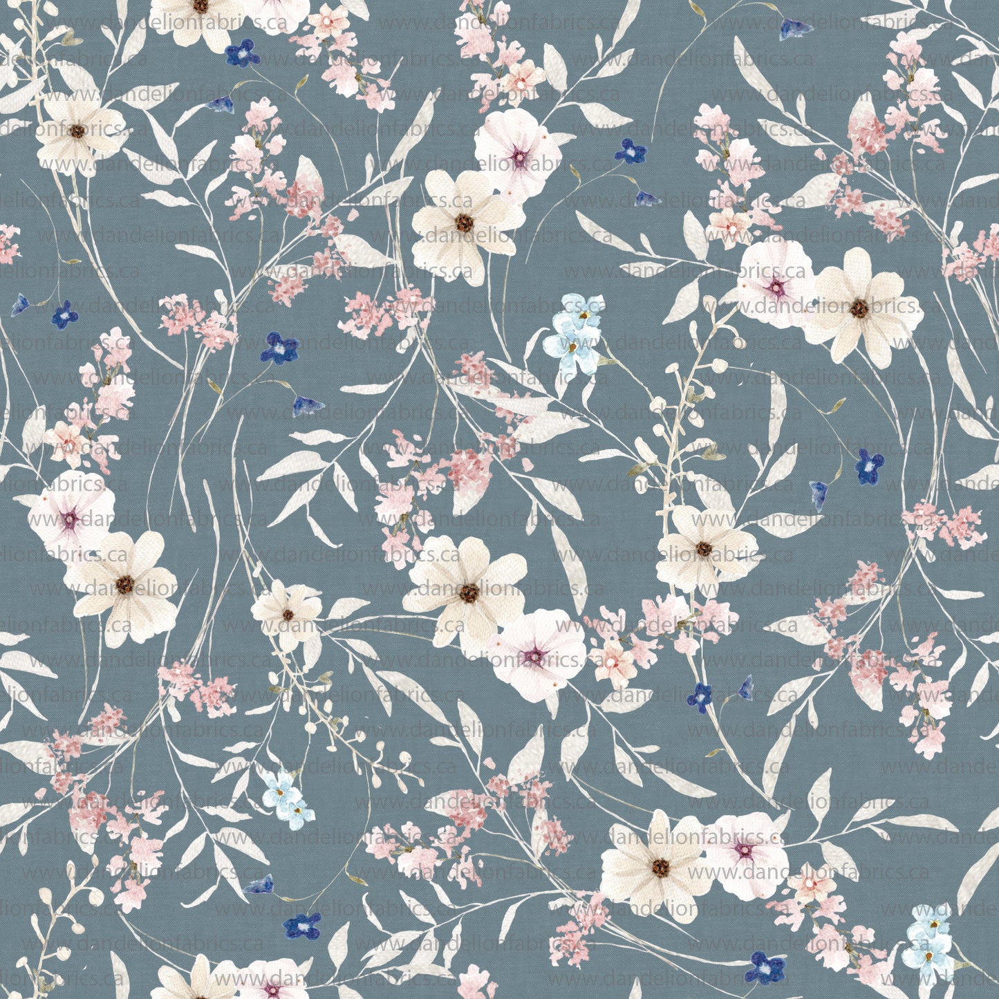 Cassidy Floral in Blue | Swiss Dot Knit Fabric
