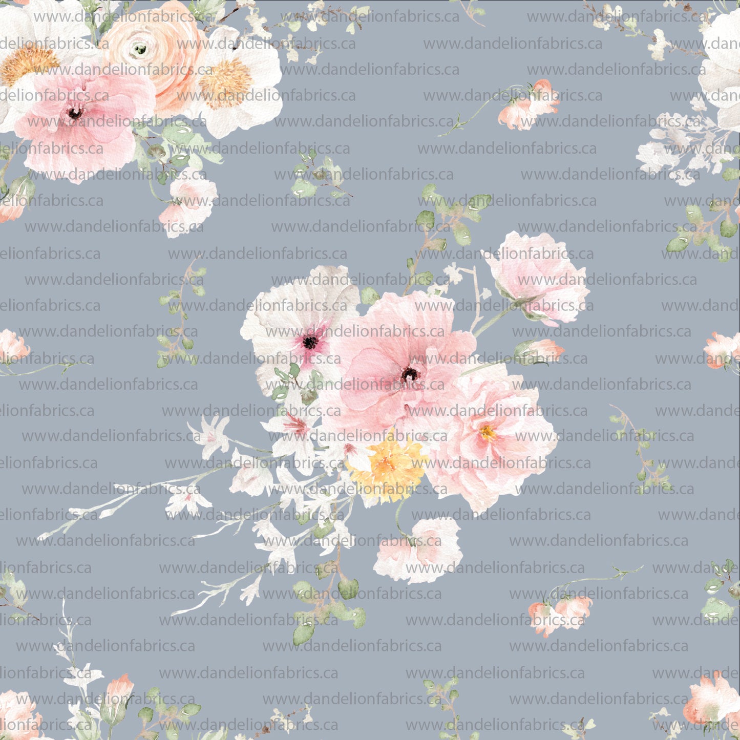 Aurora Floral in Spring Blue | Swiss Dot Knit Fabric