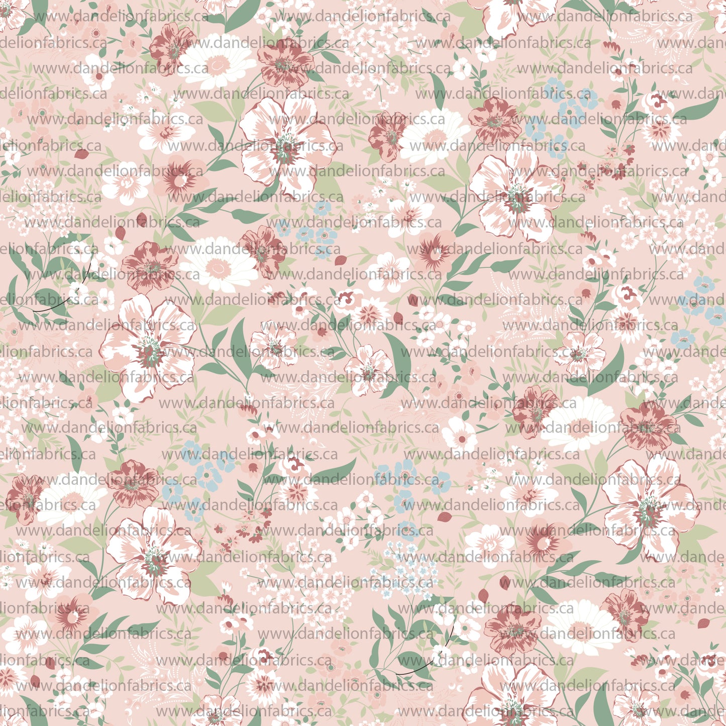 Daphne Floral in Pastel Pink | Unbrushed Rib Knit Fabric