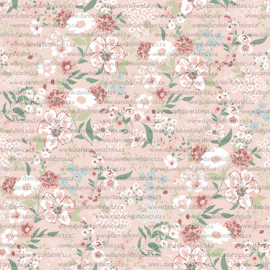 Daphne Floral in Pastel Pink | Unbrushed Rib Knit Fabric