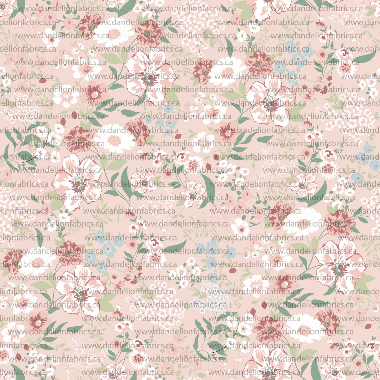 Daphne Floral in Pastel Pink | Unbrushed Rib Knit Fabric