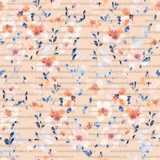 Lottie Floral in Peach | Swiss Dot Knit Fabric