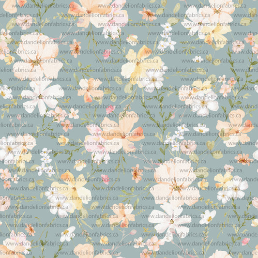 Penelope Floral in Green | Swiss Dot Knit Fabric