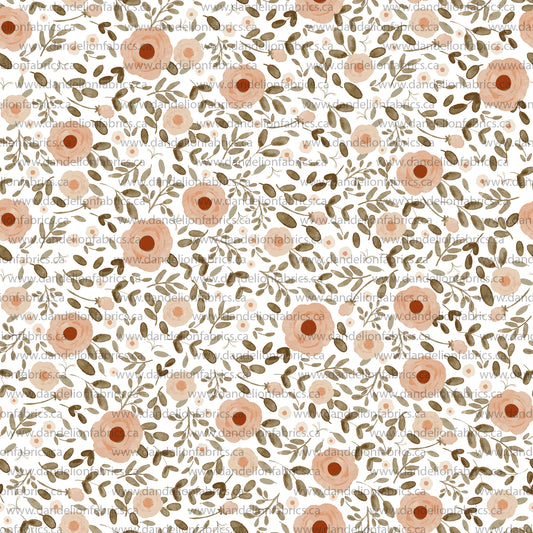 Ditsy Rose in White | Eureka Jersey Knit Fabric