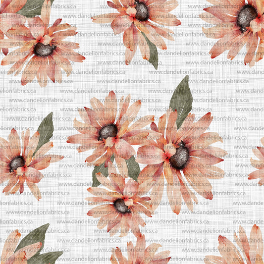 Daisy Floral in Rust | Unbrushed Mini Rib Knit Fabric | SOLD BY THE FULL BOLT