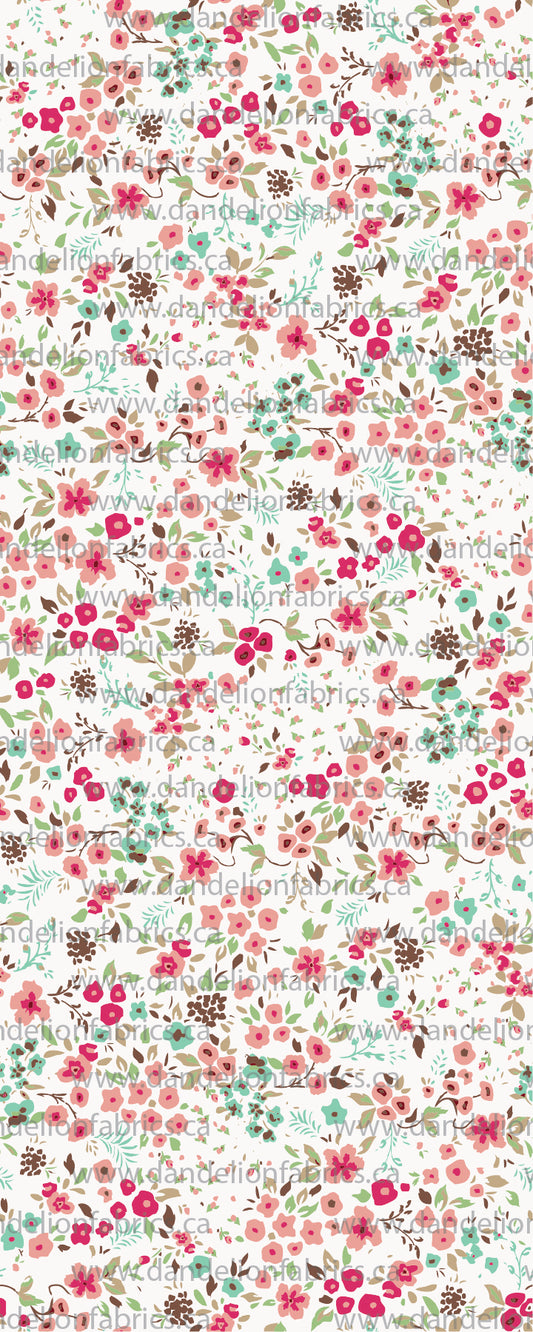 Juliette Floral in Pink & White | Unbrushed Rib Knit Fabric