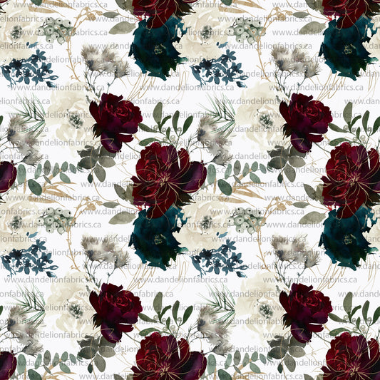 Ruby Floral | Unbrushed Rib Knit Fabric