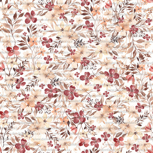 Cranberry Floral | Unbrushed Rib Knit Fabric