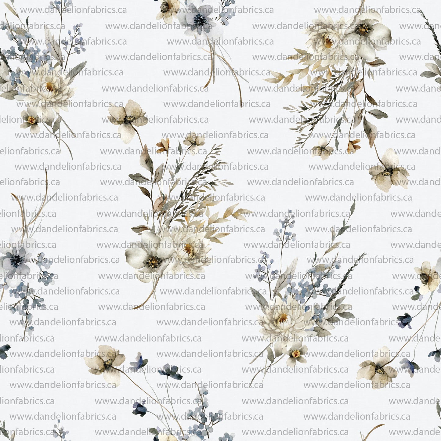 Shauna Floral on White | Unbrushed Rib Knit Fabric