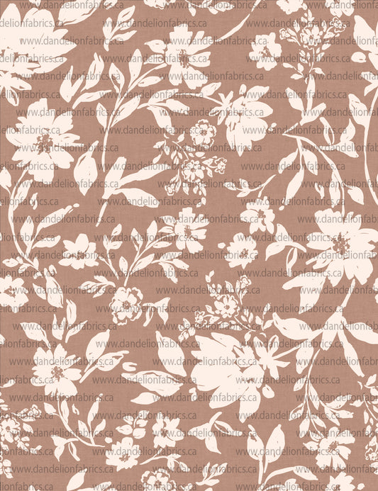 Taylor Floral in Mocha Peach | Pebble Stone Knit Fabric