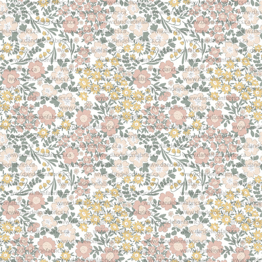 Emmie Floral in White | Eureka Jersey Knit Fabric