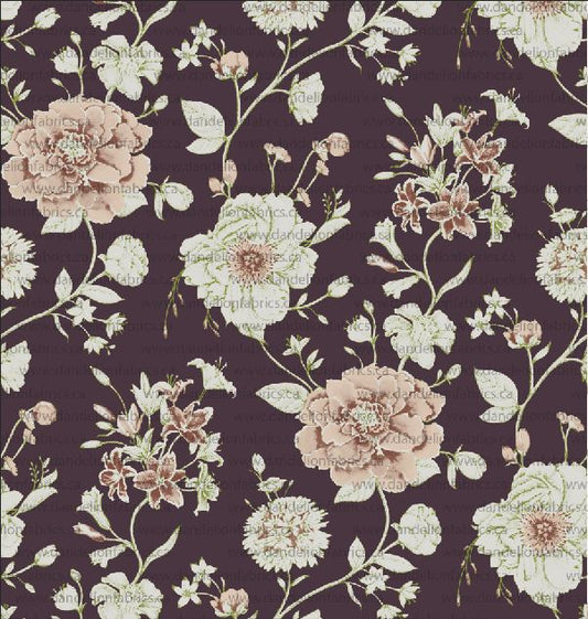 Ashley Floral in Plum | Unbrushed Rib Knit Fabric