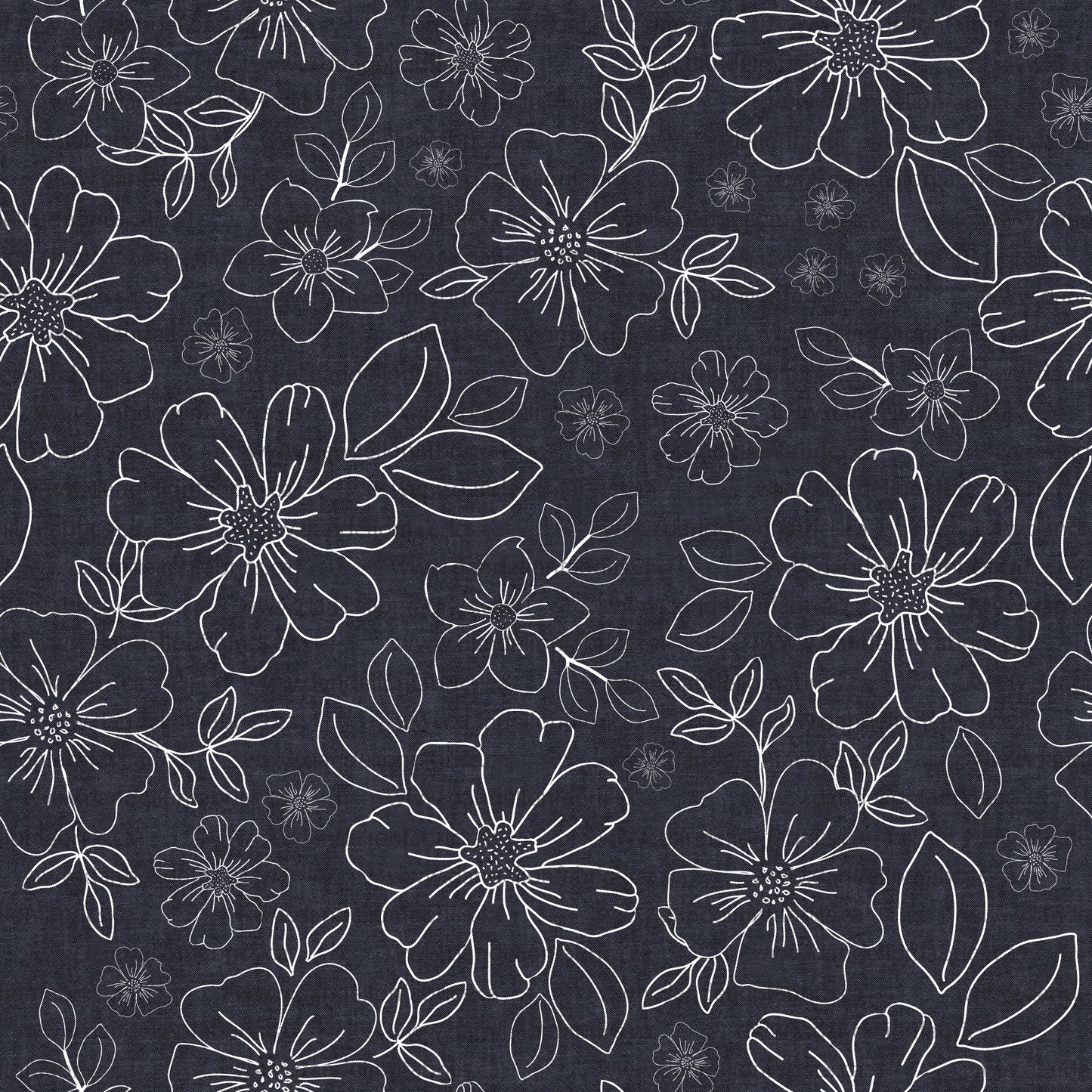 Serenity Floral in Polar Night Navy | Unbrushed Rib Knit Fabric | SOLD BY THE FULL BOLT