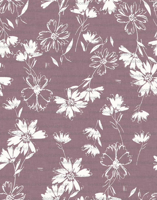 Arielle Floral in Dusty Regal Purple | Unbrushed Rib Knit Fabric