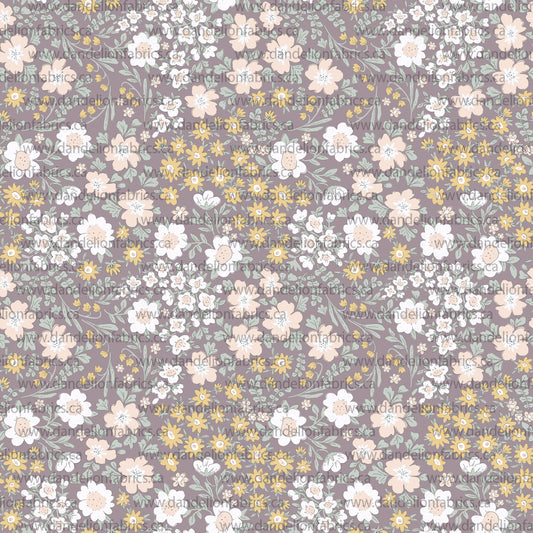 Emmie Floral in Purple | Eureka Jersey Knit Fabric