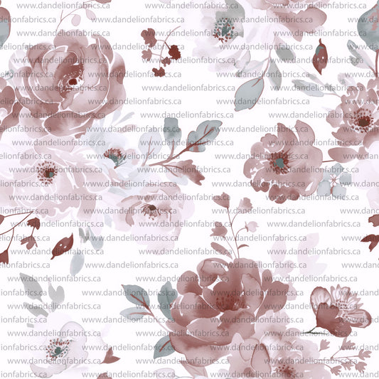 Lydia Floral in Red | Unbrushed Rib Knit Fabric