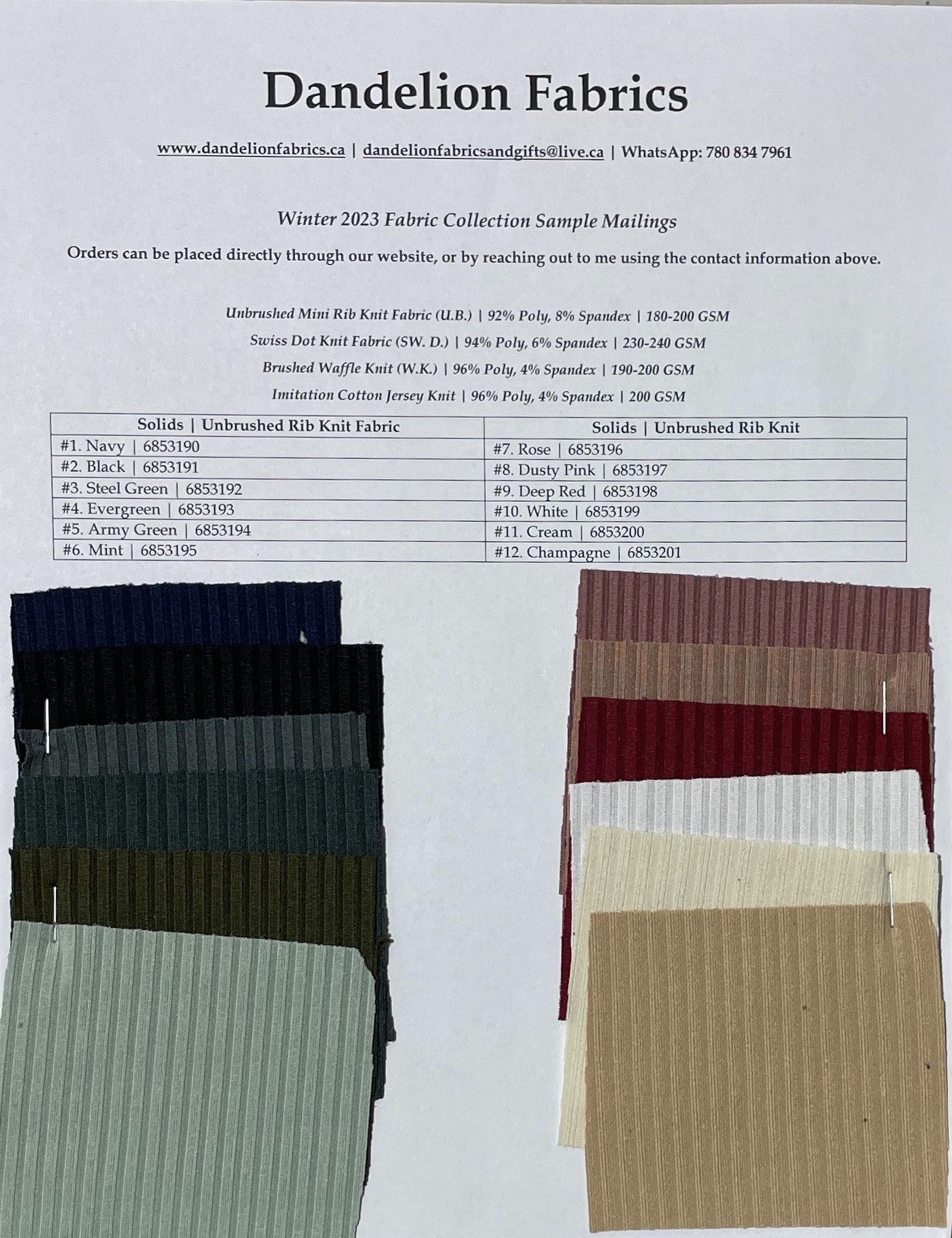 Black Solid | Unbrushed Rib Knit Fabric