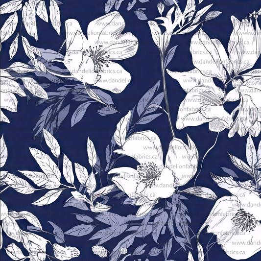 Mabel Floral in Navy | Eureka Jersey Knit Fabric