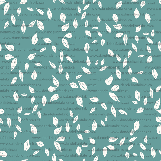 Spring Leaf Print in Turquoise | Eureka Jersey Knit Fabric
