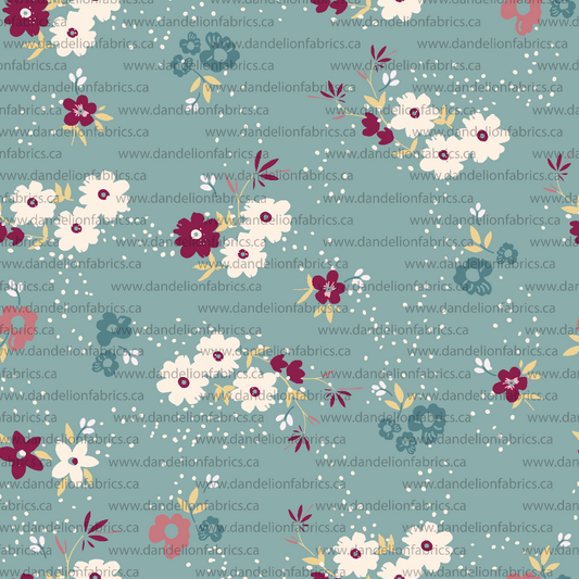 Melody Floral in Deep Mint | Eureka Jersey Knit Fabric