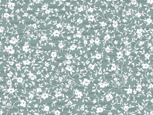 Alexandra Floral in Steel Blue | Calgary Rib Knit Fabric