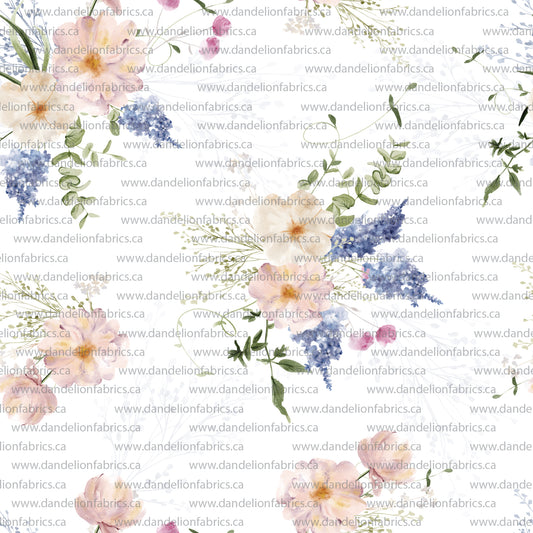 Melody Floral in White | Unbrushed Rib Knit Fabric