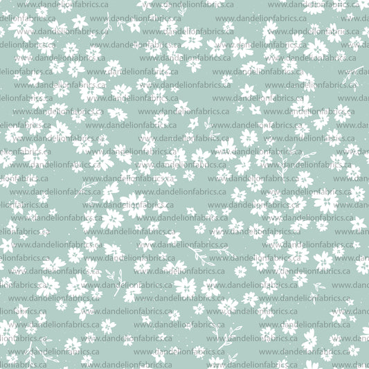 Renee Floral in Soft Mint | Unbrushed Rib Knit Fabric