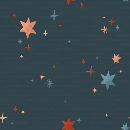 Star Print in Navy | Brushed Waffle Knit Fabric