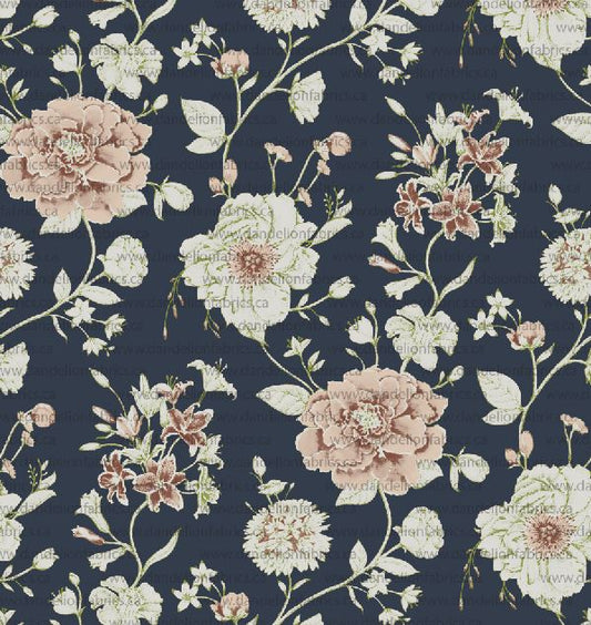 Ashley Floral in Navy | Unbrushed Rib Knit Fabric