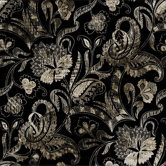 Black Ethnic Print | Unbrushed Rib Knit Fabric