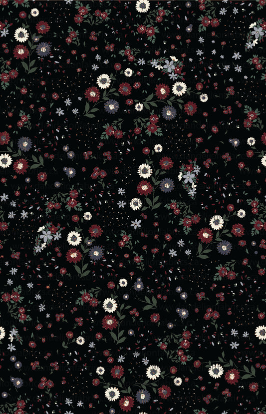 Yara Floral in Black | Unbrushed Rib Knit Fabric