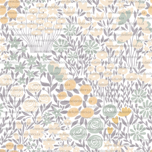 Sadie Floral in White | Eureka Jersey Knit Fabric