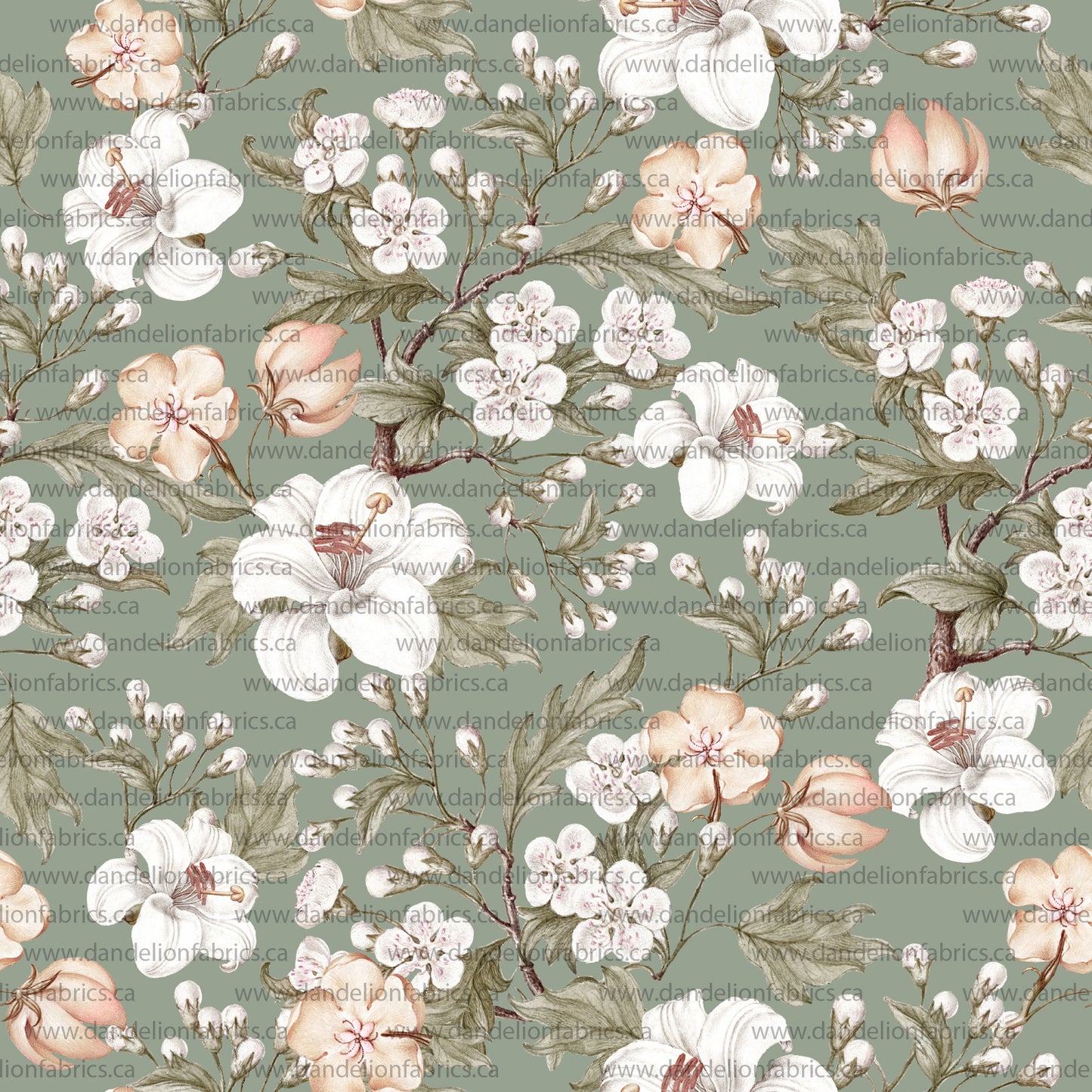 Maya Floral in Sage Green | Unbrushed Rib Knit Fabric