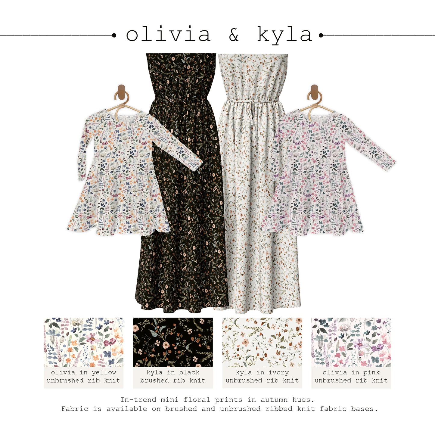 Minor Flaw Notice | Kyla Floral in Ivory | Mini Rib Knit Fabric | SOLD BY THE FULL BOLT